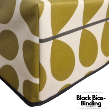 Orla Kiely Black Stem & Olive Floral Oilcloth WITH BOXED CORNERS & BIAS-BINDING Wipe Clean Tablecloth