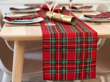 Red & Green Festive Tartan Fabric Christmas Table Runner