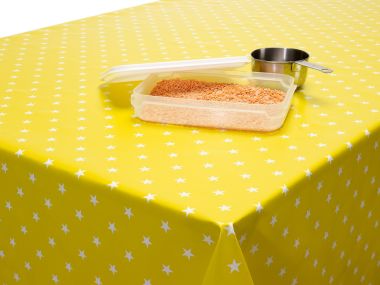 Yellow and White Little Stars PVC Vinyl Wipe Clean Tablecloth