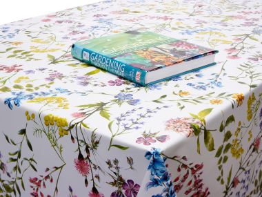 Multi Wild Flowers Floral PVC Vinyl Wipe Clean Tablecloth
