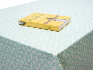 Aqua Cube Geometric PVC Vinyl Wipe Clean Tablecloth