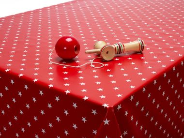 Red and White Little Star PVC Vinyl Wipe Clean Tablecloth