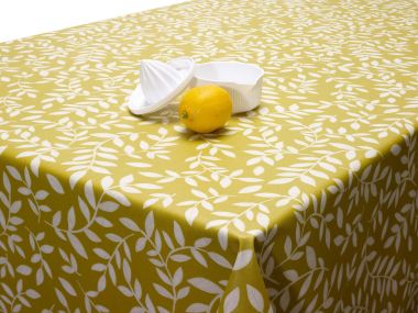 Yellow Flores Wipe Clean Matte Oilcloth Tablecloth