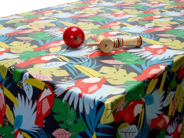 Blue Red Camper Van Oilcloth Tablecloth