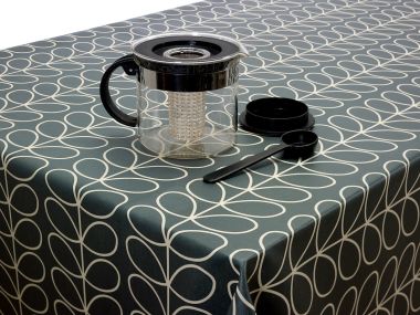 Orla Kiely Linear Stem Oilcloth Tablecloth Cool Grey