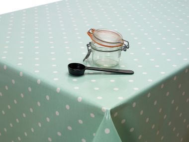Dotty Duck Egg Wipe Clean Oilcloth Tablecloth