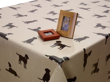 Taupe labradors Wipe Clean Oilcloth
