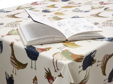 Multi Chicken Wipe Clean Oilcloth Tablelcoth