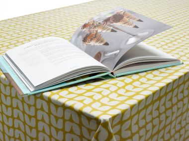 Retro Ochre Yellow Small Tulips Oilcloth Wipe Clean Tablecloth