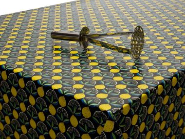 Black and Yellow Lemons PVC Vinyl Wipe Clean Tablecloth