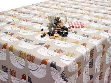 Yellow Scandinavian Birds Oilcloth