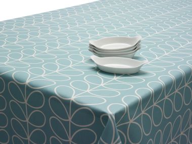 Orla Kiely Linear Stem Duck Egg Oilcloth Tablecloth Matte Finish