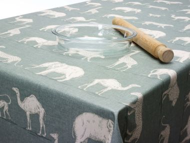 Duck Egg Prairie Safari Animals Matte Finish Wipe Clean Oilcloth Tablecloth