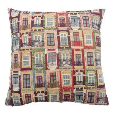 Tapestry City Windows Fabric Cushion Cover