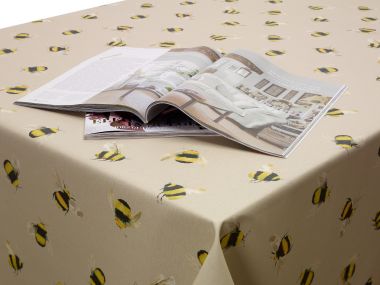 Taupe Honey Bees Wipe Clean Tablecloth