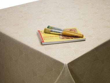 Taupe Large Leaf PVC Vinyl Wipe Clean Tablecloth