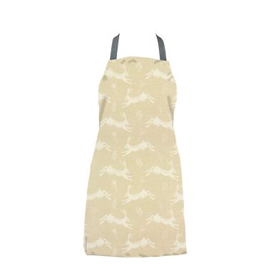 Taupe Hares Adult or Child Oilcloth Wipe Clean Apron Matte Finish
