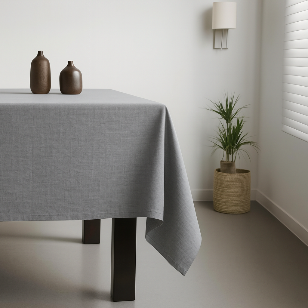 100% Cotton Plain Dark Grey Lightweight Fabric Tablecloth