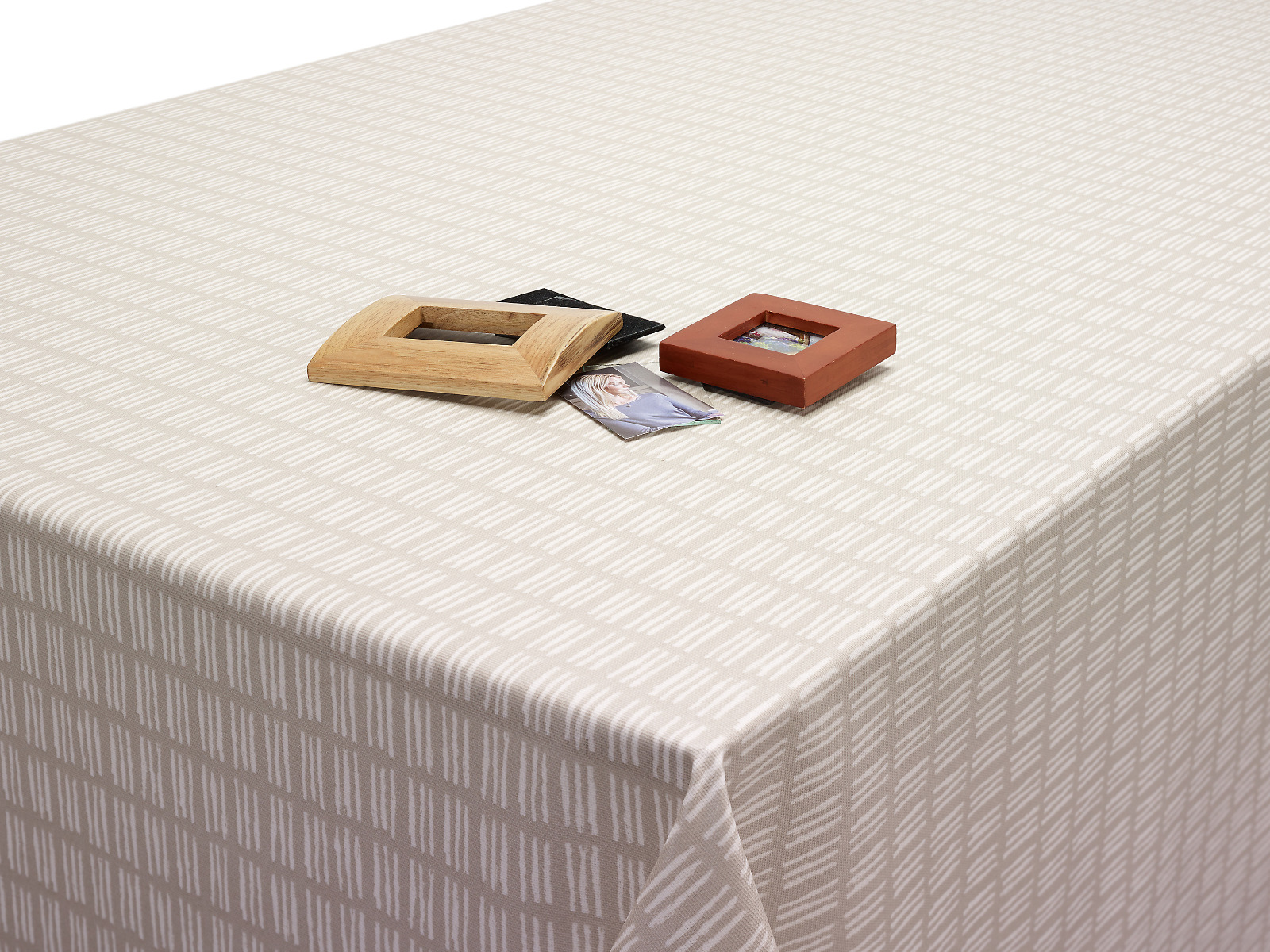 Ditto Taupe Scandinavian Matt Finish Oilcloth WITH BIAS-BINDING HEMMED EDGING Wipe Clean Tablecloth