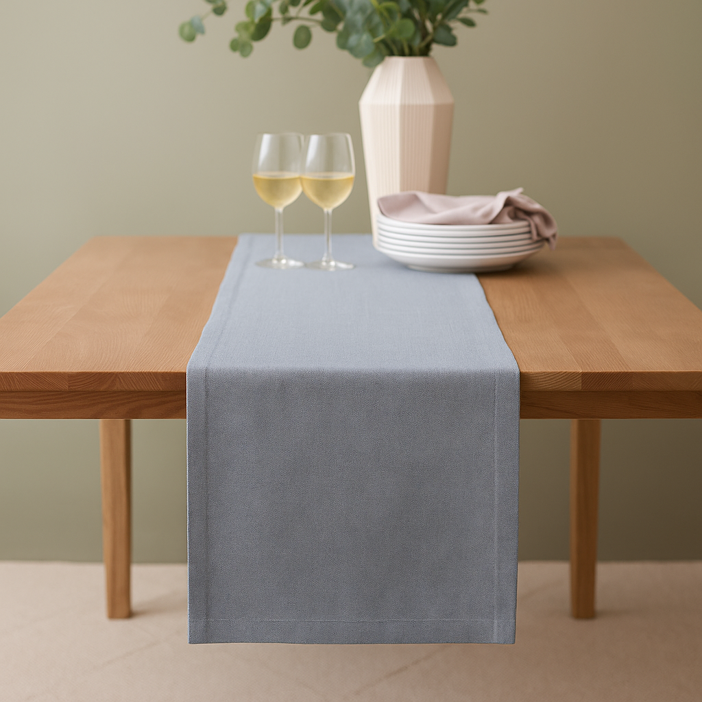 Plain Dark Grey 100% Cotton Fabric Table Runner