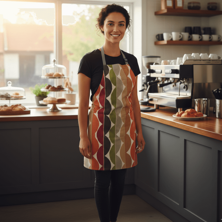 Yoki Teracotta/ Moss/ Amber Scion Oilcloth Wipe Clean Apron