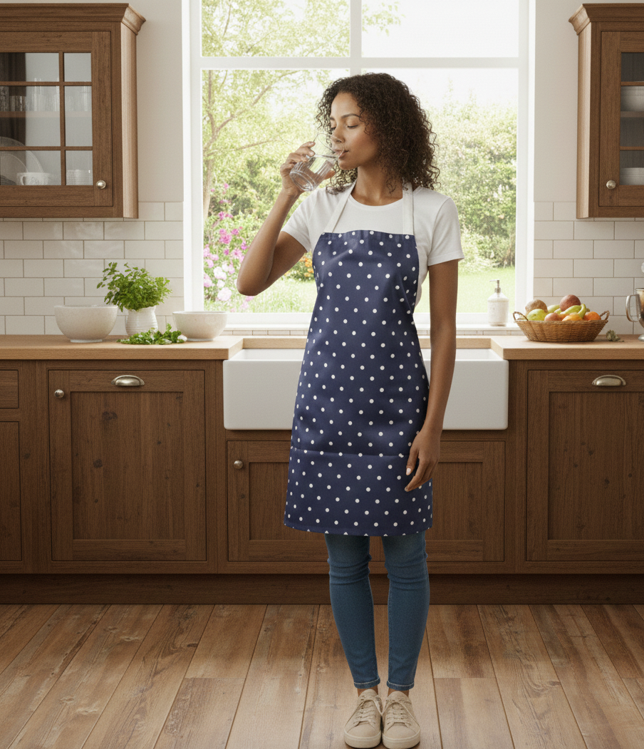 Dotty Denim Polka Dot Oilcloth Wipe Clean Apron