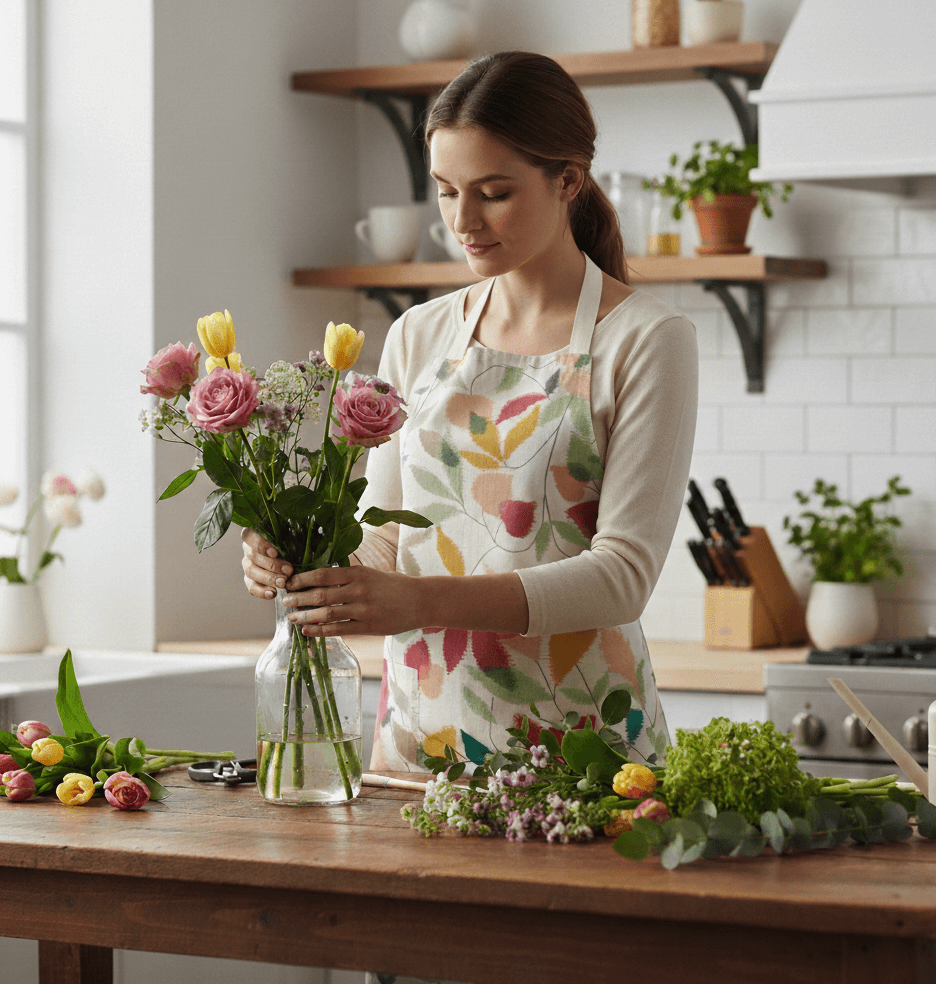Akira Berry/Ochre/Pistachio Scion Oilcloth Wipe Clean Apron