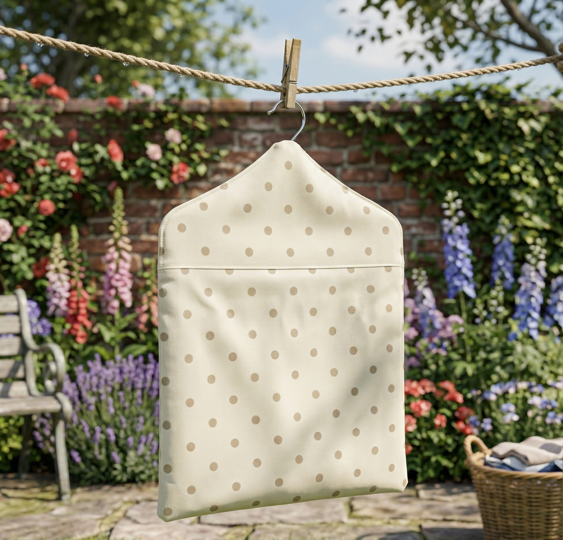 Dotty Natural Polka Dot Oilcloth Peg Bag 