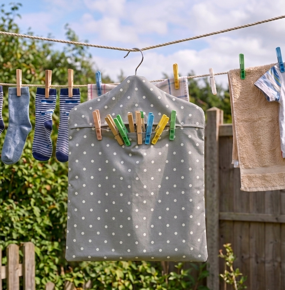 Dotty Smoke Grey Polka Dot Oilcloth Peg Bag 
