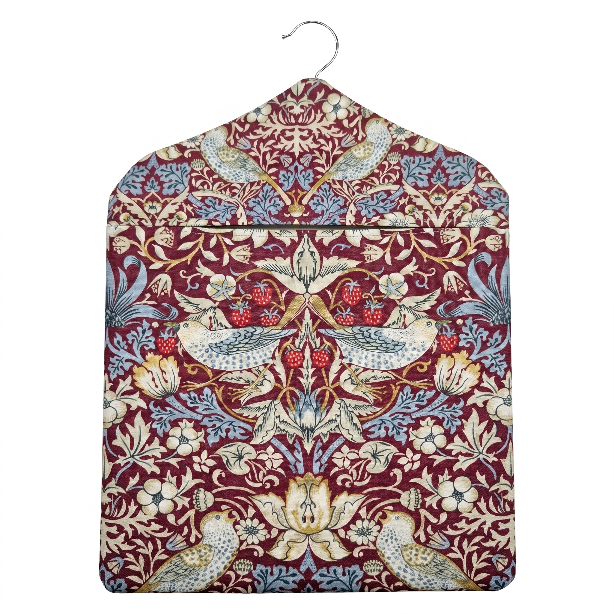 William Morris Strawberry Thief in Red Matte Oilcloth Wipe Clean Peg Bag