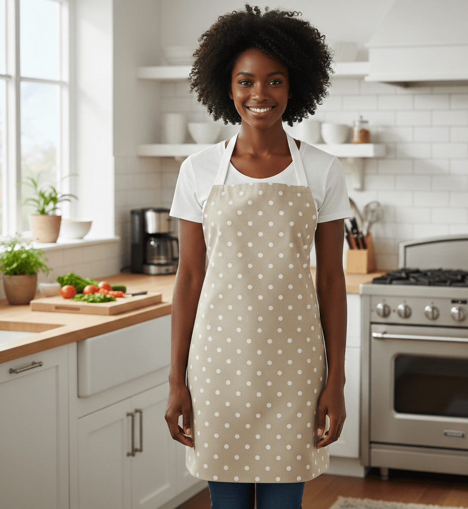 Dotty Taupe Polka Dot Oilcloth Wipe Clean Apron