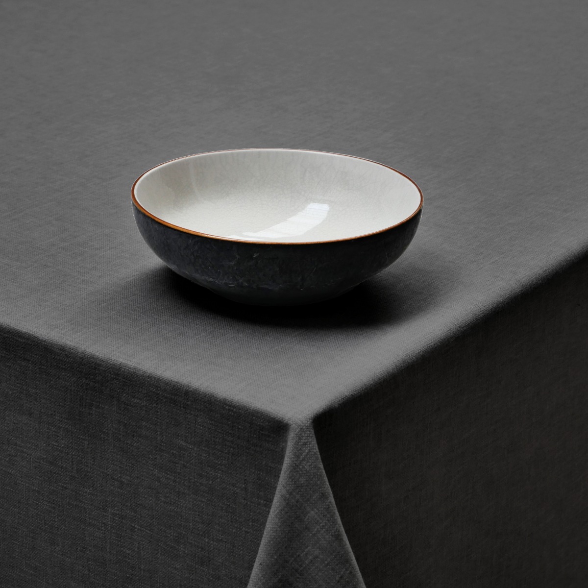 Plain Graphite Black Cotton Blend Fabric Tablecloth-Extra Wide Available
