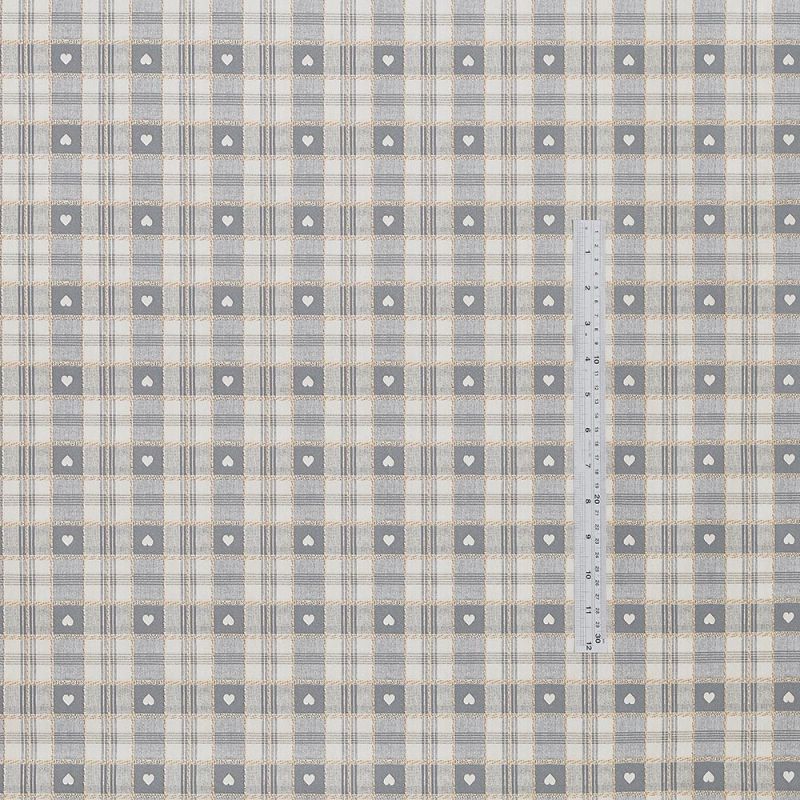 Grey Heart Check 20 Metre Roll PVC Vinyl Tablecloth Roll