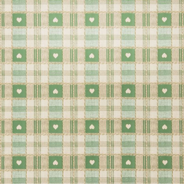 Green Heart Check PVC Vinyl Wipe Clean Tablecloth