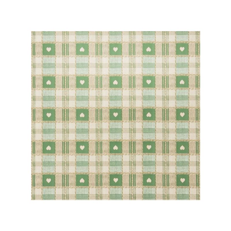 Green Heart Check 20 Metre Roll PVC Vinyl Tablecloth Roll