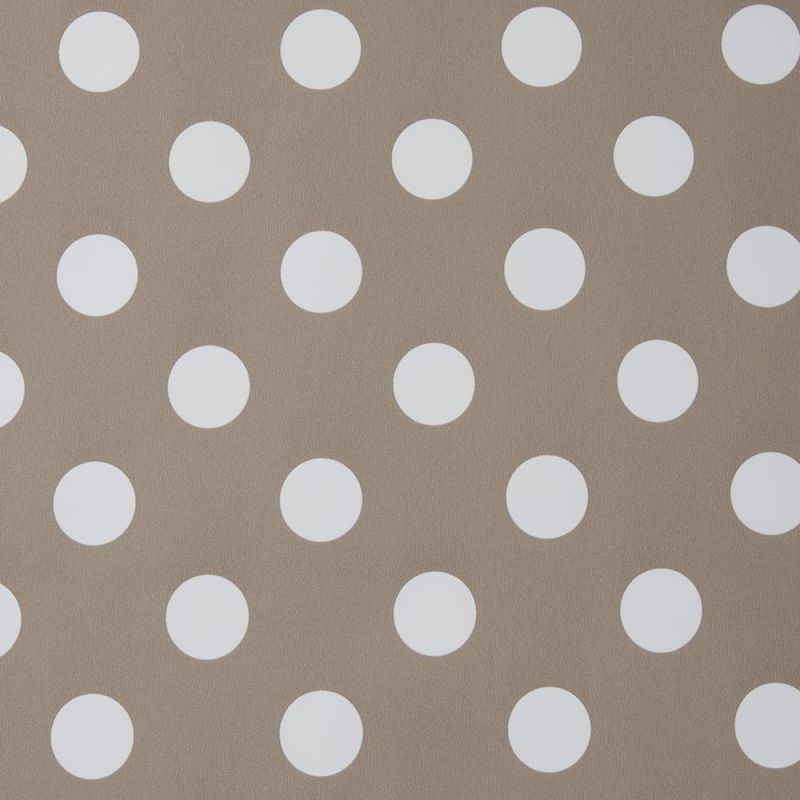 Dotty Light Brown/Beige Polka Dot 20 Metre Roll PVC Vinyl Tablecloth Roll