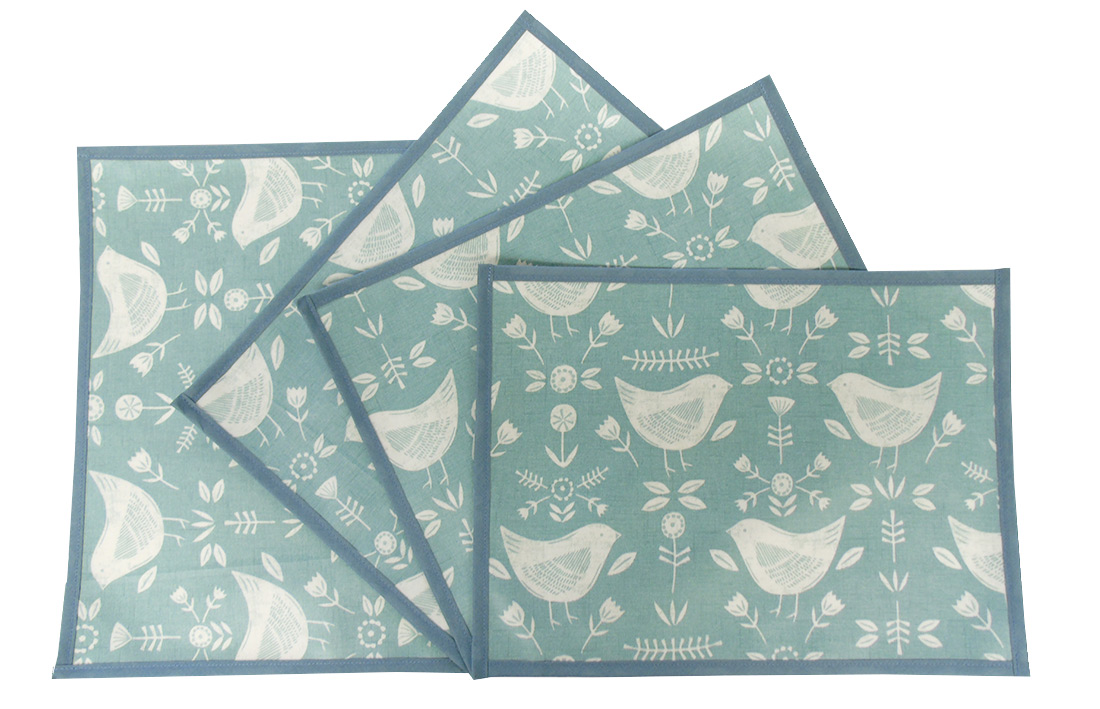 Duck Egg Narvik Scandi Oilcloth Wipe Clean Set of 4/6 or 8 Placemats