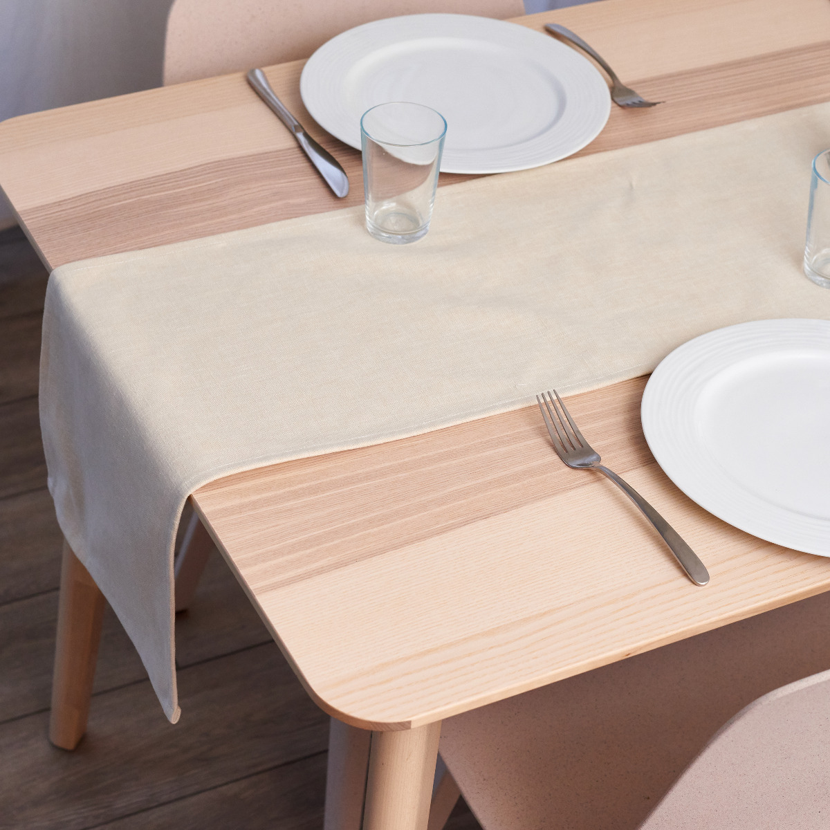 Plain Cream Fabric Table Runner-3 Sizes Available