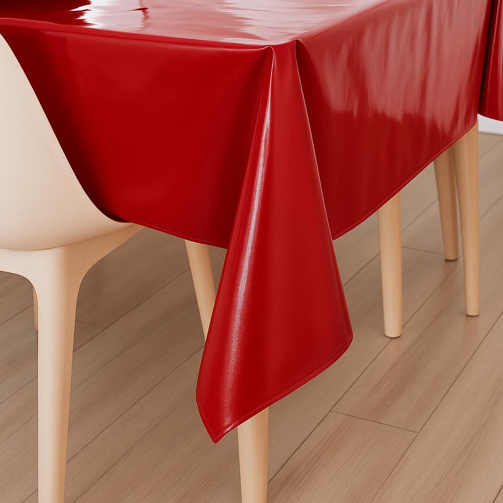 Plain Red 20 Metre Roll PVC Vinyl Tablecloth Roll