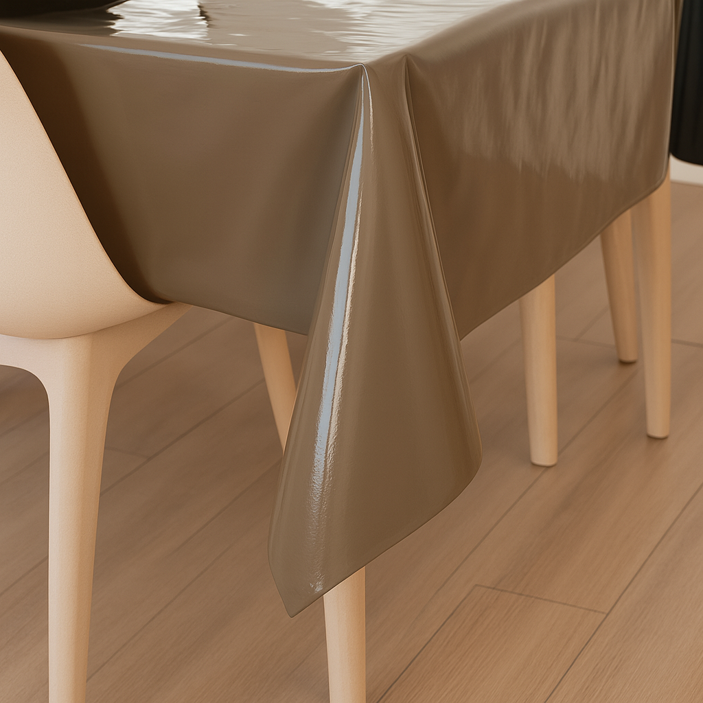 Plain Taupe PVC Vinyl Wipe Clean Tablecloth