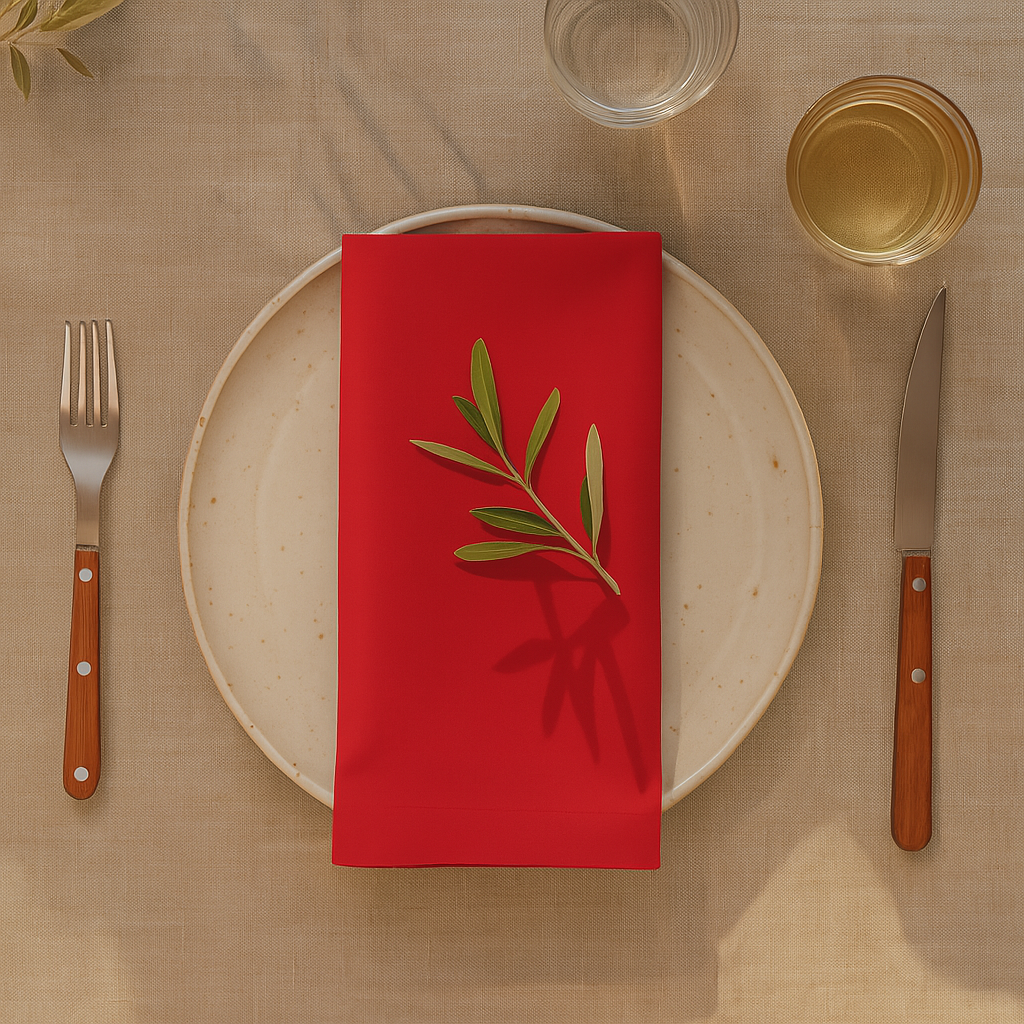 Plain Red 100% Fabric Napkin Set