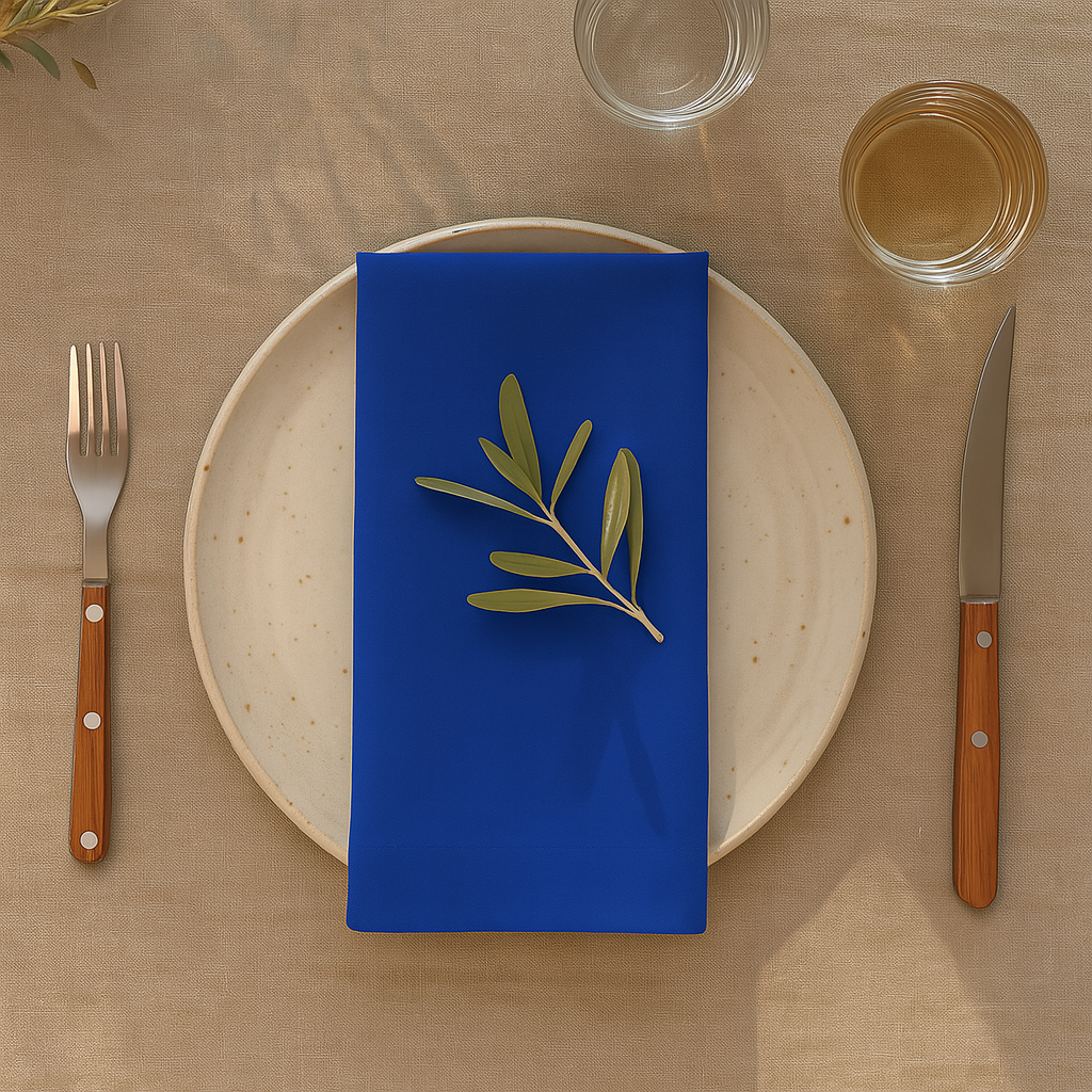Plain Royal Blue 100% Cotton Fabric Napkin Set