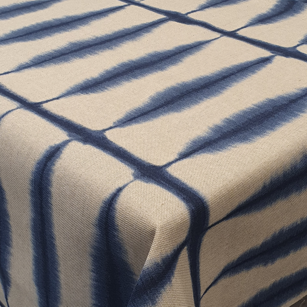 Shibori Indigo/Linen Scion Oilcloth Tablecloth Matte Finish