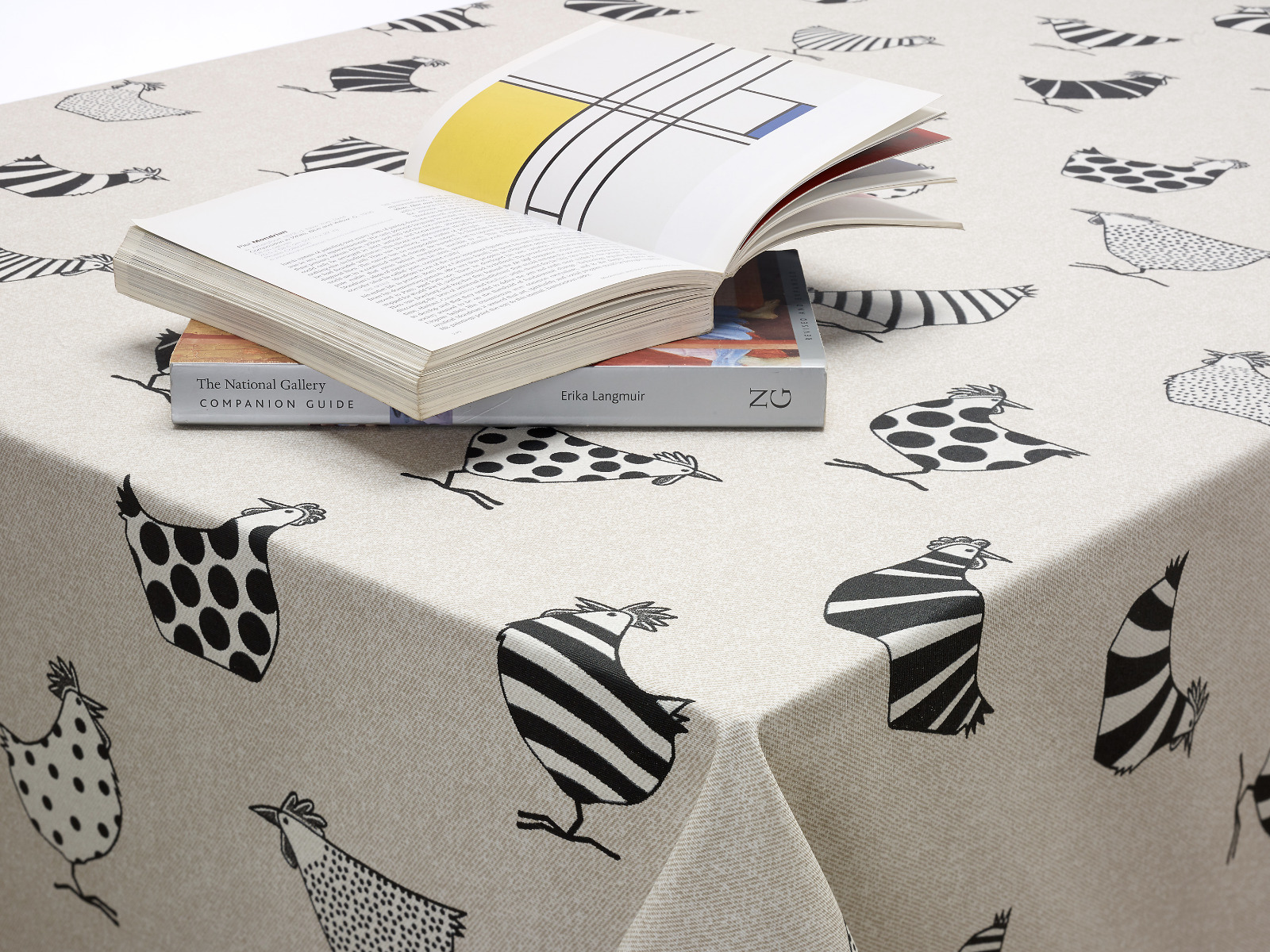 Beige Crazy Chickens Acrylic Wipe Clean Tablecloth