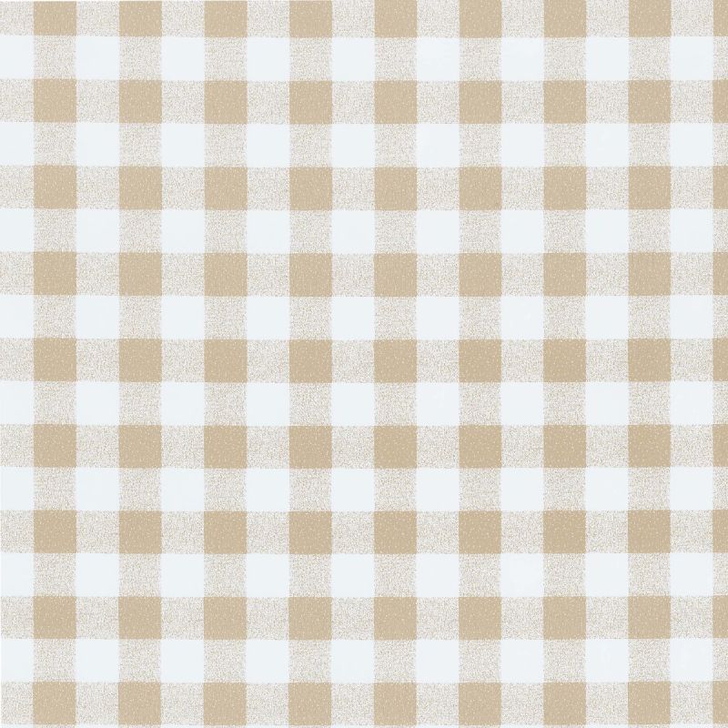 Taupe and White Gingham 20 Metre Roll PVC Vinyl Tablecloth Roll