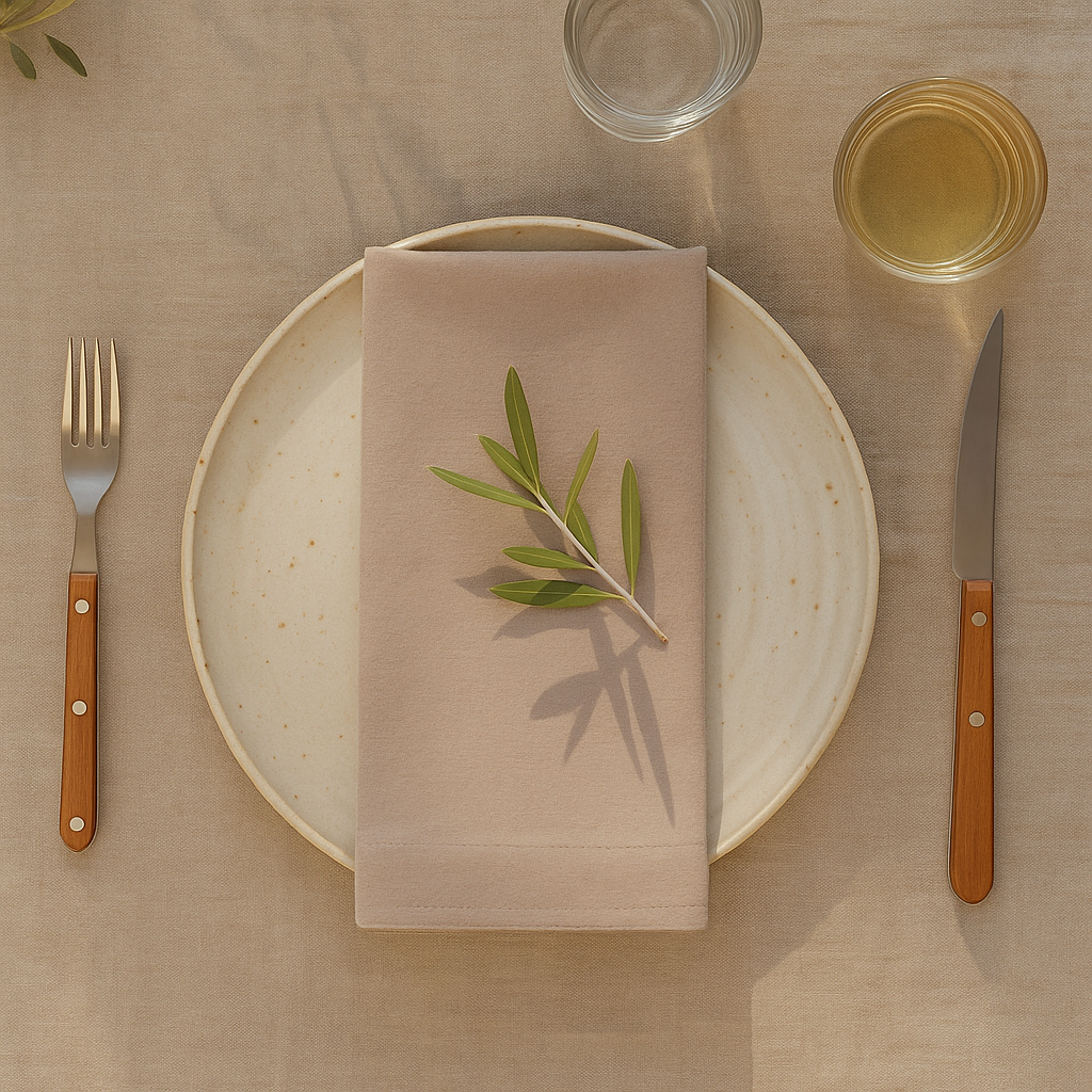 Plain Taupe 100% Cotton Fabric Napkin Set