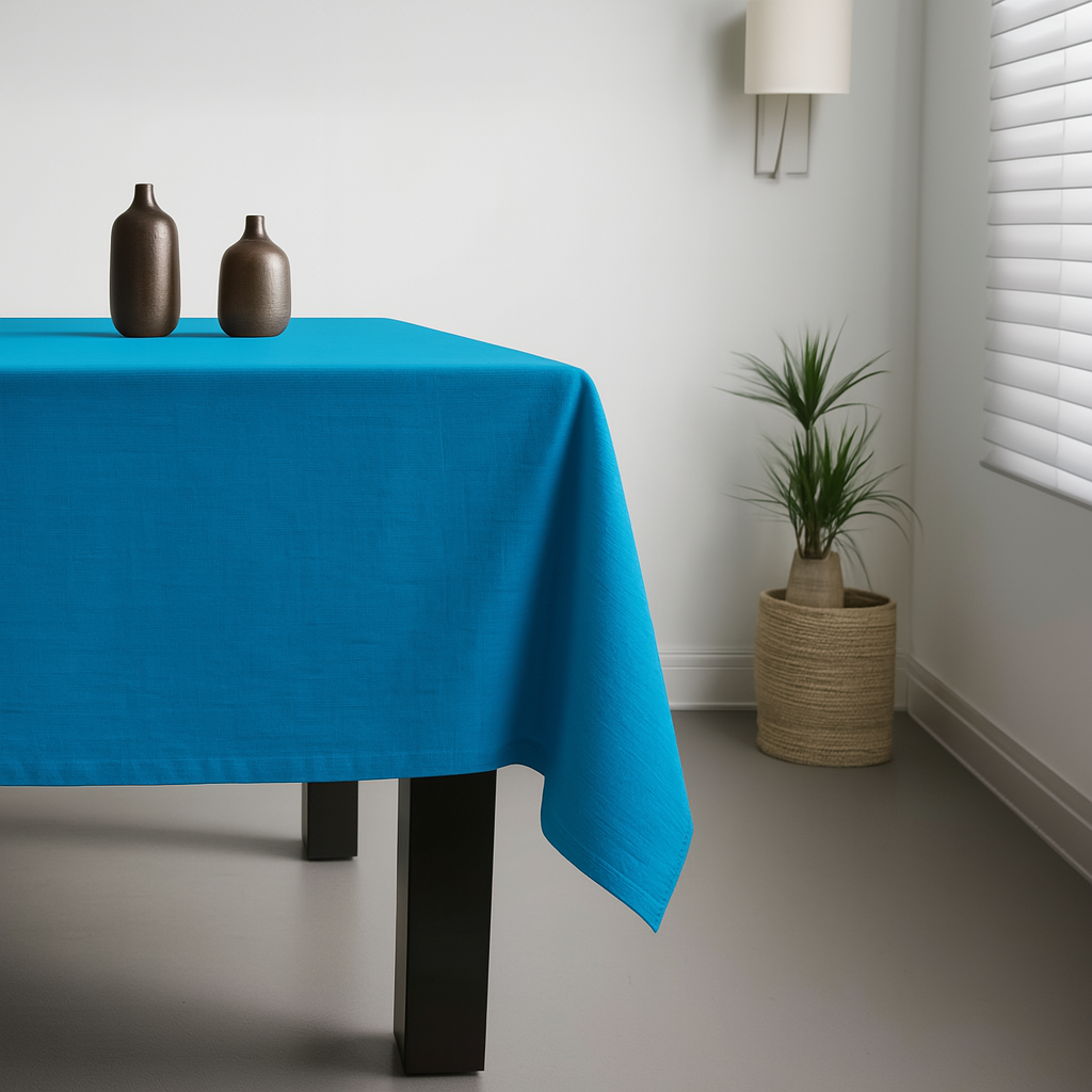 100% Cotton Plain Teal Lightweight Fabric Tablecloth