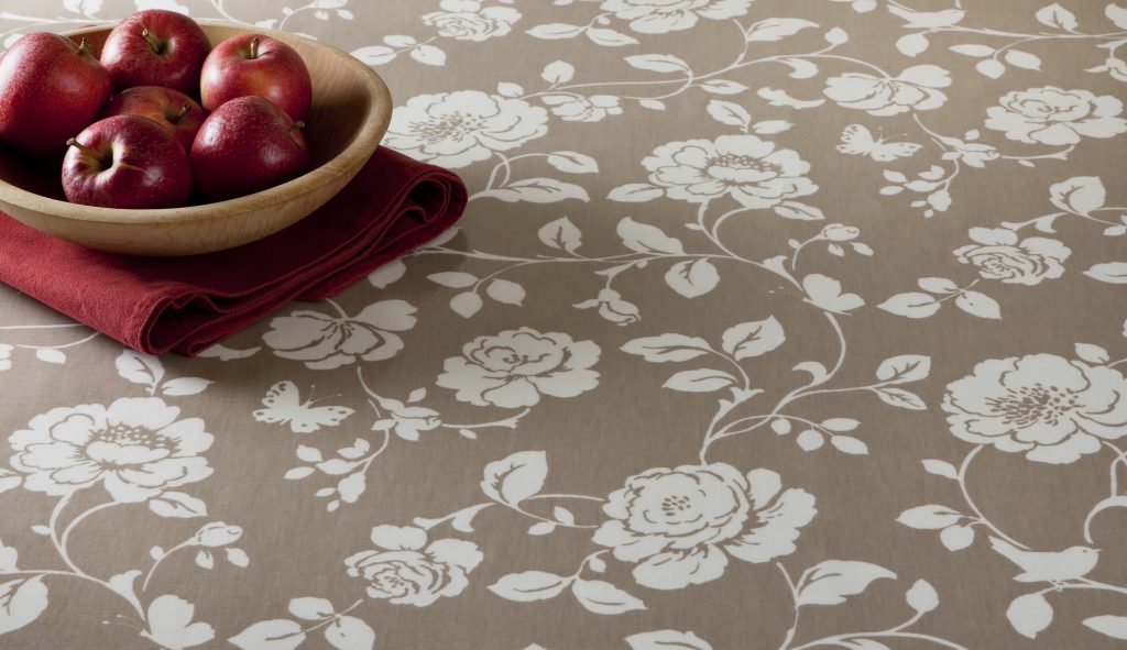 Meadow Taupe Wipe Clean Oilcloth Tablecloth