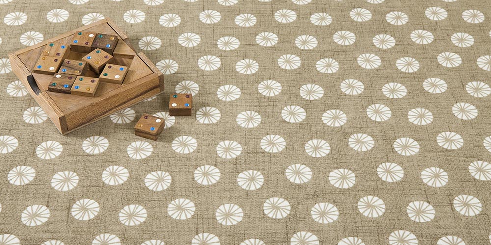 Taupe Circles Wipe Clean Oilcloth Tablecloth