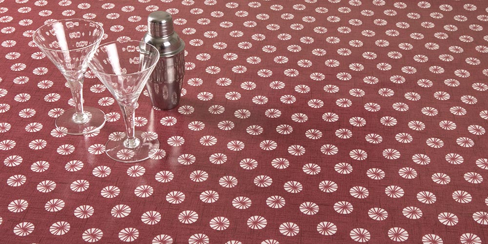 Red and White Circles Wipe Clean Oilcloth Tablecloth